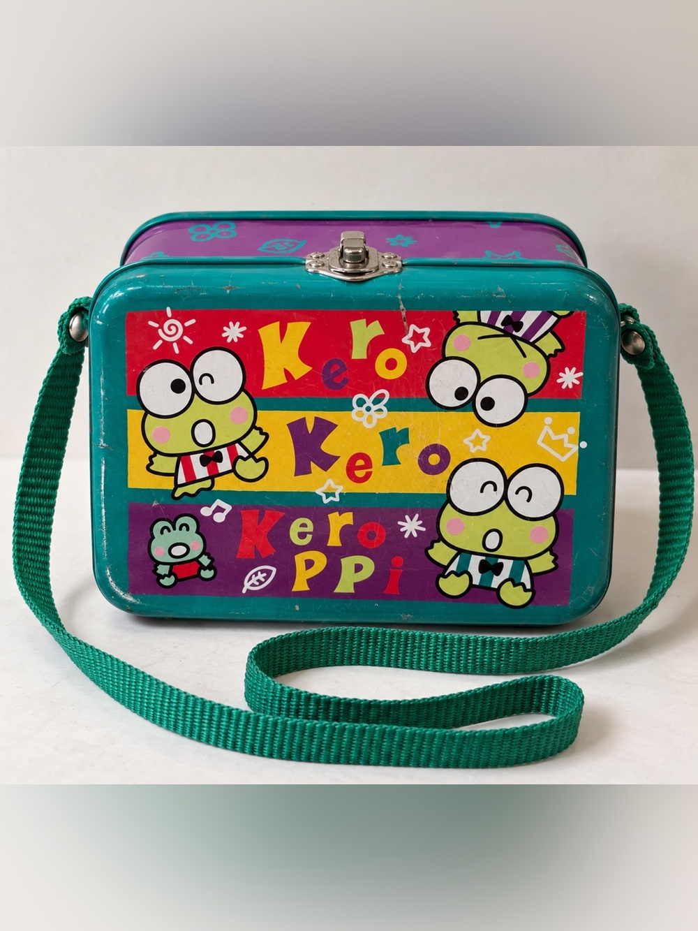 Vintage 1996 Sanrio Keroppi Metal Tin Shoulder Purse | Kero Kero Keroppi 90s Bag
